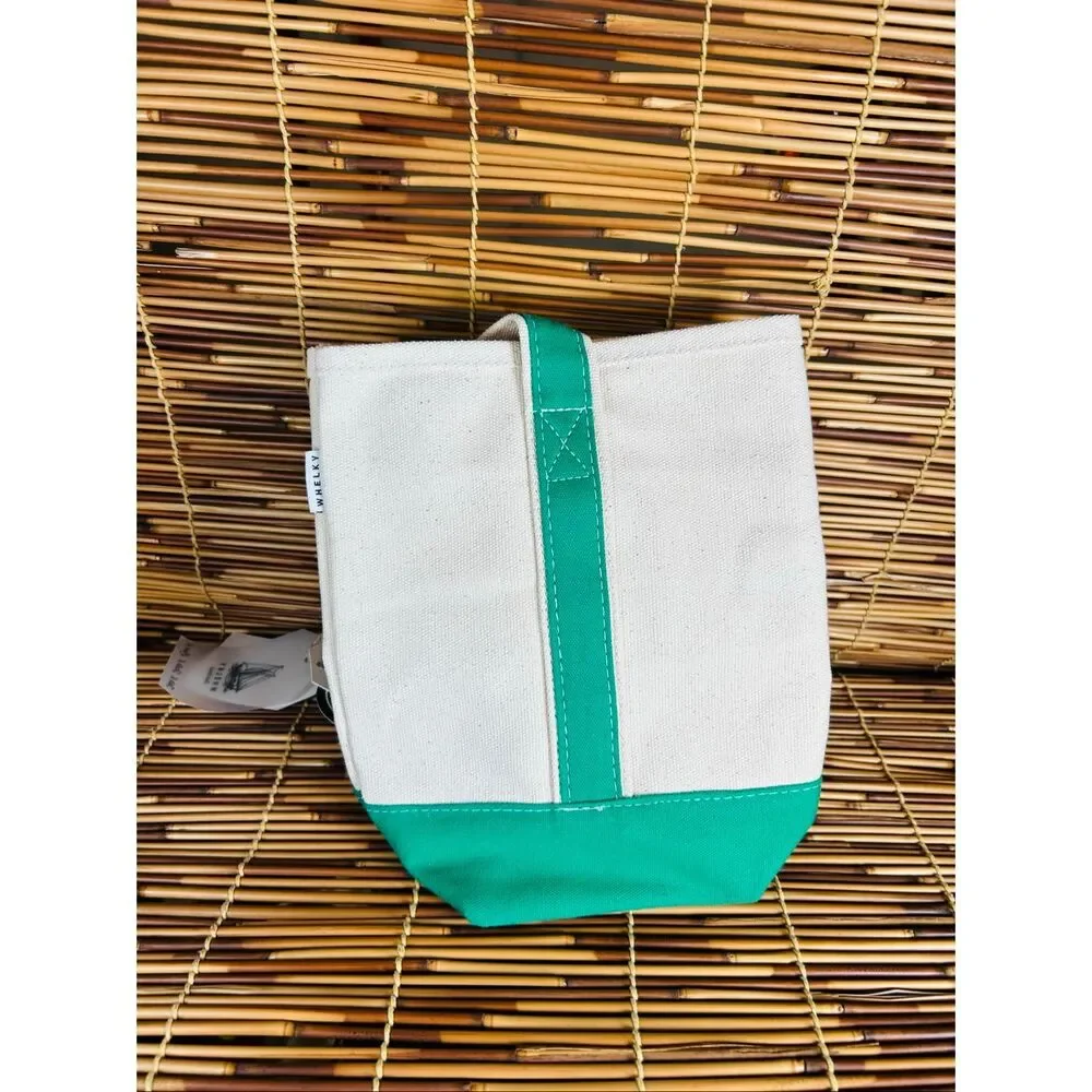 Whelky Canvas Wine Bottle Tote Bag With Green Trim Accent for 2 Bottles - New